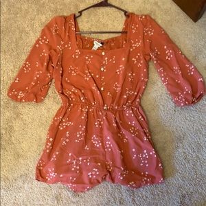 Dusty rose floral romper